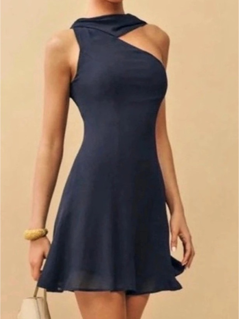 Reformation Rossi Dress Asymmetric Mini in Blue Small